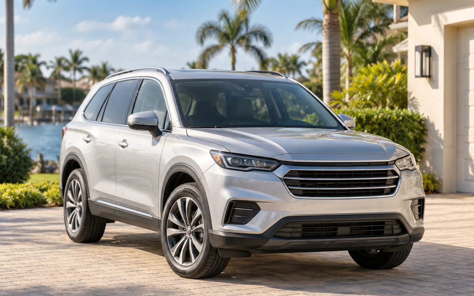 Auto Insurance 8 SUV parked on a paver driveway outside a Naples, Florida home